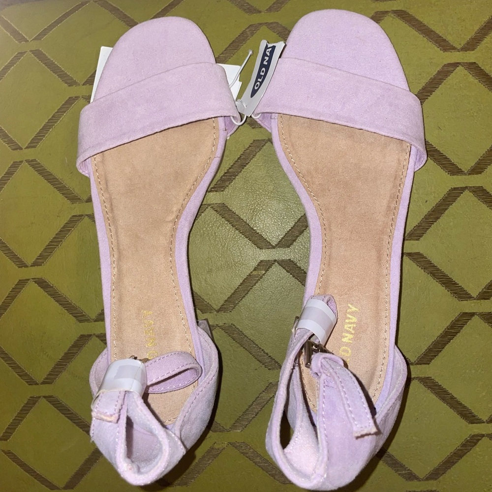 Pink Faux-Suede Block-Heel Sandals